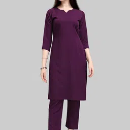 Kinjo Women Notch Neck Kurta with Trousers-33