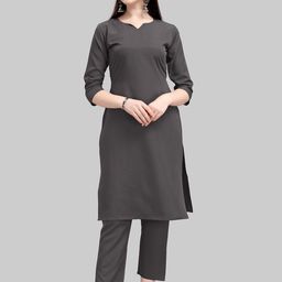 Kinjo Notched Neck Kurti with Palazzos-picture-34