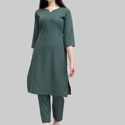 Kinjo Women Notch Neck Kurta with Trousers-picture-14
