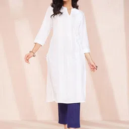 Fabindia Striped Round Neck Cotton Straight Kurta-14