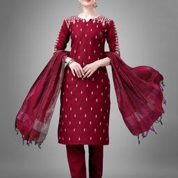 ARADHNA Embroidered Regular Gotta Patti Straight Kurta with Trousers & Dupatta-image-53