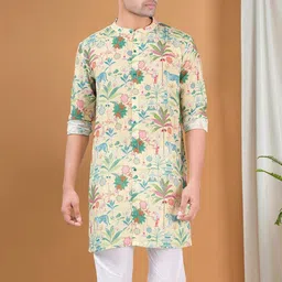 SHIWAM ETHNIX Ethnic Motifs Printed Band Col Regular Kurta With Dhoti Pants-picture-53