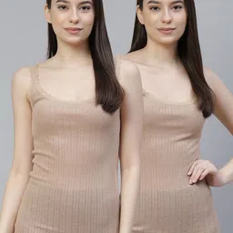 Marks & Spencer Women Pack of 2 Nude Solid Thermal Tops-picture-55