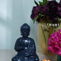 Pure Home and Living Navy Blue Textured Ceramic Sitting Buddha Showpiece-picture-22