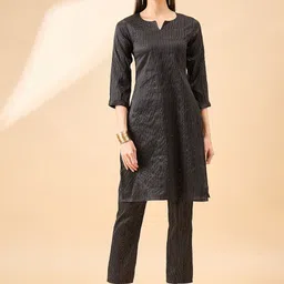 all about you Embroidered Regular Sequinned Kurta With Trousers-picture-40