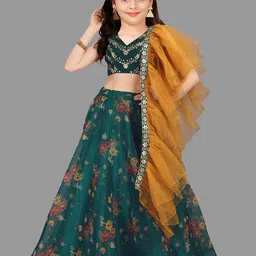 BAESD Girls Embroidered Semi-Stitched Lehenga & Unstitched Blouse With Dupatta-picture-21