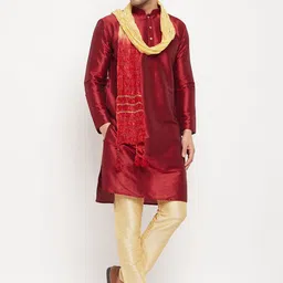 VASTRAMAY Men Regular Kurta with Pyjamas & With Dupatta-image-11