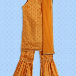 HERE&NOW Girls Orange Ethnic Motifs Printed Kurta with Sharara & With Dupatta-image-51