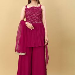 Sashay Boutique Women Embroidered Regular Kurta with Sharara & With Dupatta-12