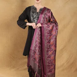 Exotic India Floral Khari Print Satin Dupatta-picture-31
