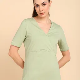 House Of Zelena V-Neck Cotton Wrap Maternity Top-image-18