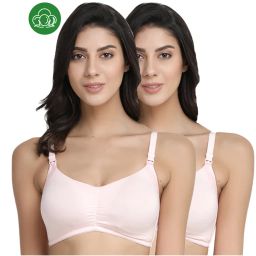 Inner Sense Organic Antimicrobial Soft Feeding Bra with Removable Pads Pack of 2 - Pink-picture-25