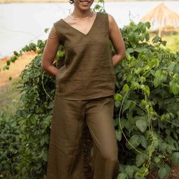 Creatures of Habit V Neck Tank Linen Top & Trouser-image-86