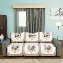 Kuber Industries Brown & White Printed Cotton Sofa Cover-80
