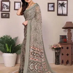 AMRUTKALA SAREES Floral Printed Block Print Saree image 5
