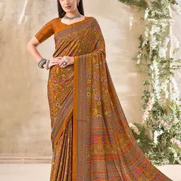 Reboot Fashions Printed Ethnic Motifs Pure Crepe Bandhani Saree-image-38