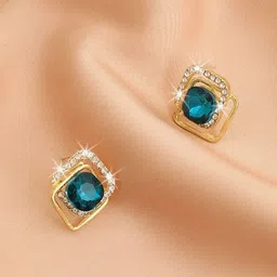 Celestique Korean Crystals Studded Square Shaped Studs-image-26