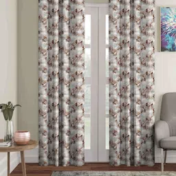 Aura Grey & Coffee Brown Set of 2 Geometric Black Out Door Curtain-27