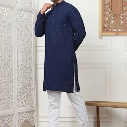 Anouk Men Embroidered Regular Sequinned Kurta with Pyjamas image 2