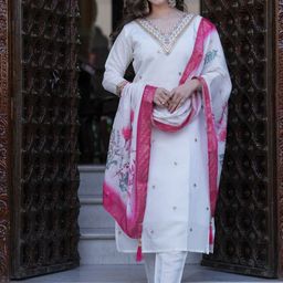 HETVI CREATION Women Woven Design Woven Design Kurta with Trouser & Dupatta-picture-20