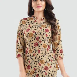 Saree Swarg Mandarin Collar Printed Tunic-image-36