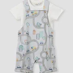 Juniors by Babyshop Infant Boys Graphic Printed Cotton Round Neck Dungaree & T-Shirt-picture-40