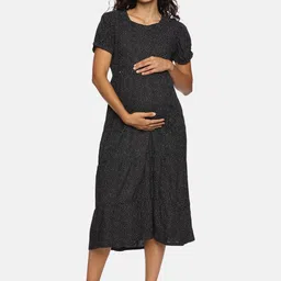 Nejo Women Maternity Printed Fit And Flare Midi Dress-image-28
