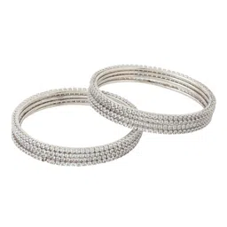 Anouk Women Set of 8 American Diamond Silver Plated Bangles image 2