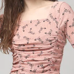 clobug Floral Print Net Crop Top image 4