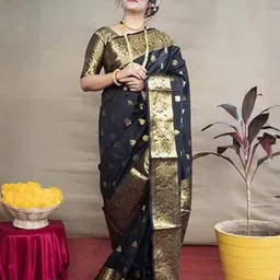 INDIOTSAV Woven Design Zari Silk Blend Banarasi Saree-image-42