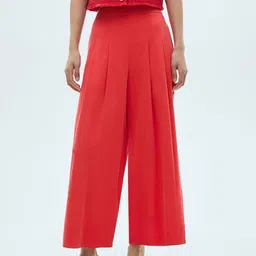 MANGO Women Pleated Wide Leg Trousers-image-34