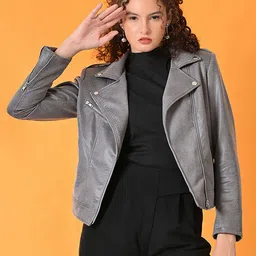 TBOJ Women Leather Water Resistant Outdoor Biker Jacket-picture-27