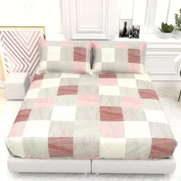 THE WHITE MOSS Orchid Brown printed Pure Cotton 300 TC King Bedsheet Set 2.7 m x 2.7 m-picture-6