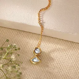 Priyaasi Women Gold-Plated Kundan Studded Maang Tikka Head Jewellery-image-8