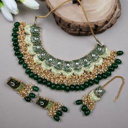 StileAdda Gold-Plated Kundan Meenakari Jewellery Set-image-67