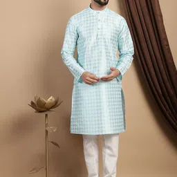 Anouk Ethnic Motifs Printed Mandarin Collar Regular Straight Kurta with Churidar-picture-15