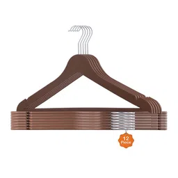 Kuber Industries 12-Pcs Brown Rotatable Clothes Hangers-13