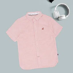 Pantaloons Junior Boys Micro Checked Spread Collar Cotton Casual Shirt-image-69