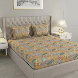 Raymond Home Memories Brown & Green Printed 100 TC Queen Bedsheet Set 2.25 m x 2.2 m-picture-18