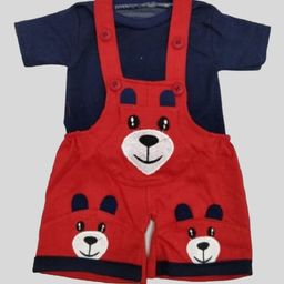 BAESD Infants Printed Pure Cotton Dungaree With T-Shirt-0