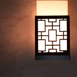 Gojeeva Black & White Textured Wooden Square Shaped Wall Lamp image 3
