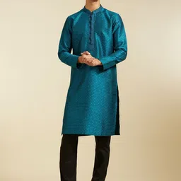 Diwas by Manyavar Ethnic Motifs Woven Design Mandarin Collar Jacquard Straight Kurta-picture-20