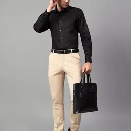 Cantabil Men Spread Collar Solid Cotton Casual Shirt-image-96