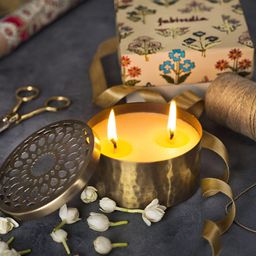 Fabindia Gold Toned Jasmine Scented Metal Candle-image-28