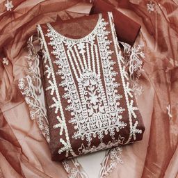 SHIJILA Organza Unstitched Dress Material-image-74