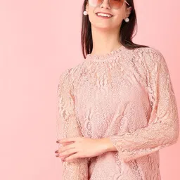 V-Mart  Women Self Design Lace Round Neck Top-picture-37