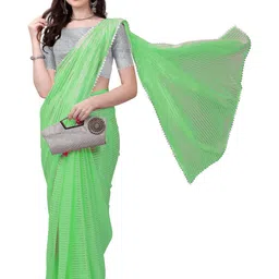 REDFISH Printed, Temple Border, Striped, Solid/Plain Daily Wear Georgette, Chiffon Saree-picture-22