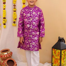 KID1Jacquard Pure Silk Sherwani Set-picture-50