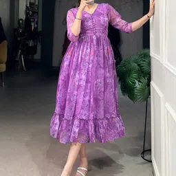 PAYAL CREATION Floral Print Georgette Fit & Flare Dress-image-49