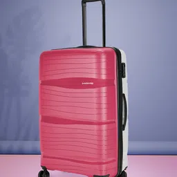 Nasher Miles Unisex Magenta & Grey Color-Blocked Hard-Sided Cabin Size Trolley Bag-3